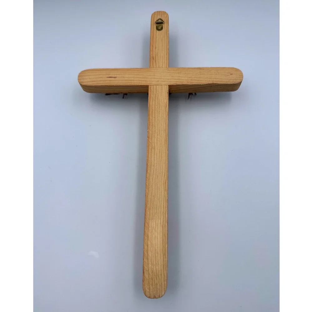 Rustic Wood‎ Cross w/ Turquoise Accent Barbed Wire Detail Hanging Wall Decor 12